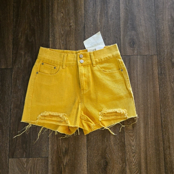 High Waist Shorts Yellow /Mustard Color size 27 - Picture 1 of 7